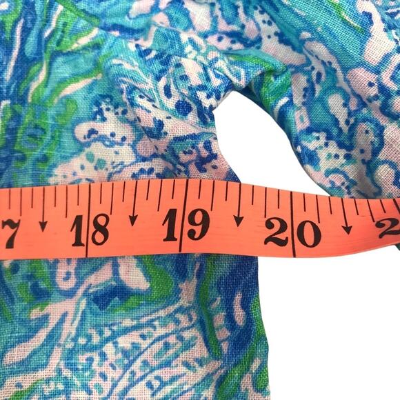 LILLY PULITZER Lagoon Linen Cover-Up Shirt Dress Women S Oversize Beach Resort - Picture 16 of 16